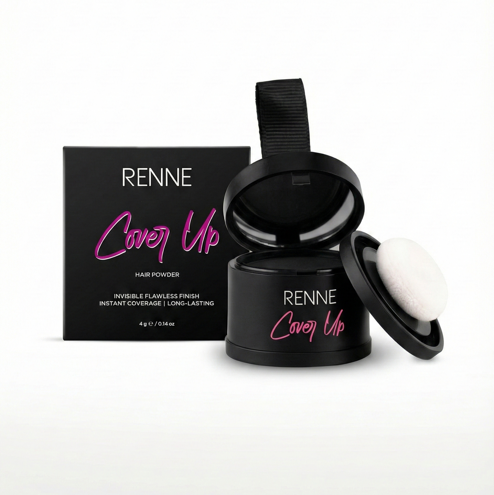 Renne Cover Up powder with packaging on a white background