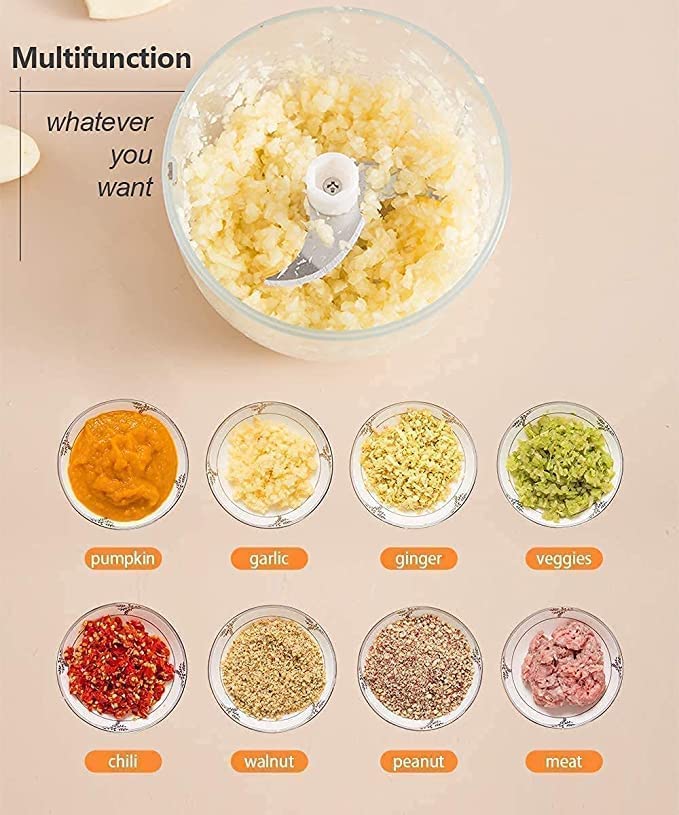 KolorFish Electric Mini Garlic Chopper 250ml Electric Vegetable Chopper